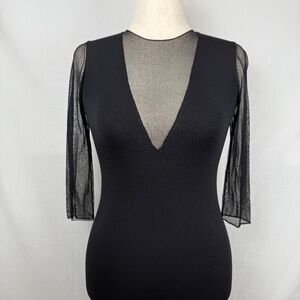 Zara Black Sheer Sleeve Midi Dress